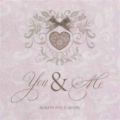 Produktbild von 16 Servietten geprägt You and Me rose 33x33cm