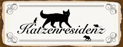 Produktbild von vianmo Holzschild 10x27 cm Katzenresidenz