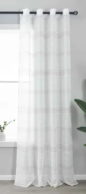 Produktbild von Halbtransparente Gardine mit Ösen HxB 245x140 cm Taupe »Frankfurt« Leinenbindung Robust Formstabil Linienmuster 202460