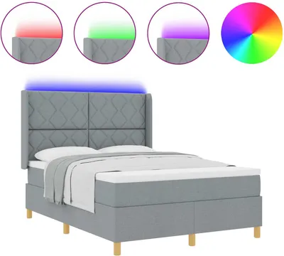 Image de vidaXL Lit boxspring avec matelas gris clair 140 x 200 cm Tissu