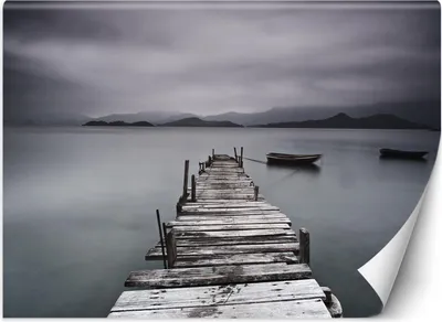 Produktbild von Vlies fototapete Seeufer-Pier 450x315 cm Feeby Grau inkl. Kleber einfache Montage