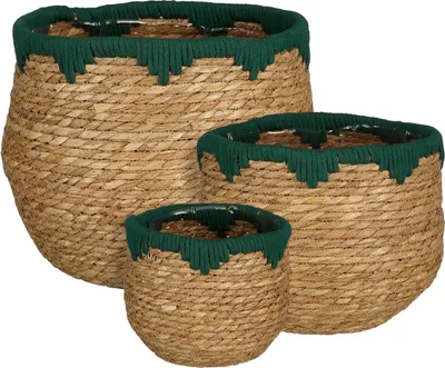Produktbild von Mica Decorations Jorck Pflanzenkorb - 3er-Set - H24 x Ø26 cm - Seegras - Grün, Braun