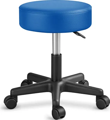 Immagine prodotto di TRESKO® Sgabello rotante con schienale 150 kg Blu | Sgabello da lavoro regolabile in altezza 46-58 cm | Sgabello girevole con rotelle | Sedia da ufficio Sgabello Sedia girevole Sgabello cosmetico