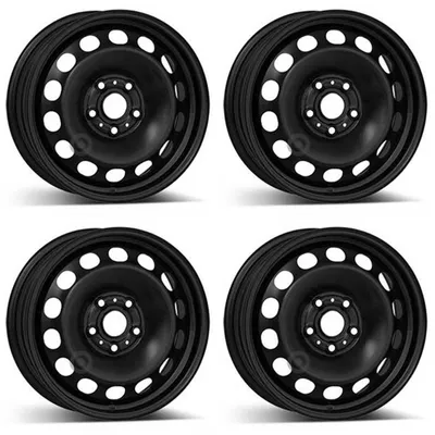 Productafbeelding van 4 stalen velgen, 6.0Jx16 inch, ET43, 5x112 boutgaten, geschikt voor Volkswagen T-Roc. Set van 4