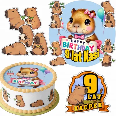 Image de Zestaw Opłatek Na Tort 20Cm + 16 Postaci - Kapibara + Imię 15Cm 18Cm