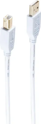 Produktbild von shiverpeaks ®-BASIC-S--USB Kabel, Typ A Stecker auf Typ B Stecker, HIGH SPEED, vergoldete Kontakte, USB 2.0, weiß, 1,8m (BS77022-W)
