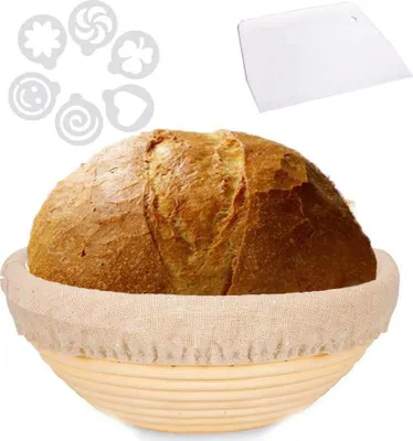 Obrázek produktu pro CANDeal 23 cm, výška 8,5 cm - včetně vložky + škrabky na těsto + nástroje na zdobení - Ideální forma na kvašení chleba z přírodní pedigové třtiny