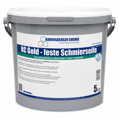 Produktbild von Ravensberger Chemie RC Gold feste Schmierseife – Seifenkonzentrat für Reinigung, Werkstatt, Montagehilfe & Seifenblasen Goldseife - 5 kg Eimer