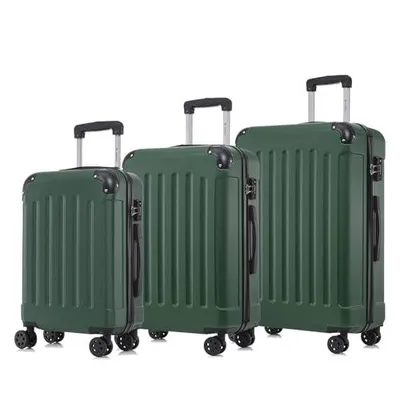 Produktbild von yonsly Premium Reisekoffer TSA-Schloss,YKK-Reißverschluss Hartschalen-Koffer Kabinenkoffer Rollkoffer Suitcase Handgepäck (Dunkelgrün, M-L-XL-Set)