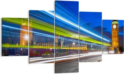 Produktbild von Bild auf Leinwand - Leinwandbild - London Parlamentsgebäude Big ben - 125x70cm - Wand Bild - Wanddeko - Leinwanddruck - Bilder - Kunstdruck - Leinwand bilder - Wandkunst - EA125x70-1446