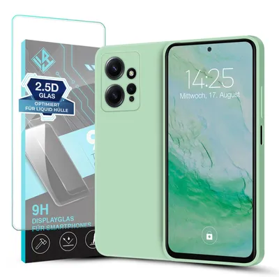 Produktbild von Hülle für Xiaomi Redmi Note 12 mit 9H Displayglas Displayschutz Case Cover Bumper Smartphone Softgrip Schutzhülle Farbe: Hellblau
