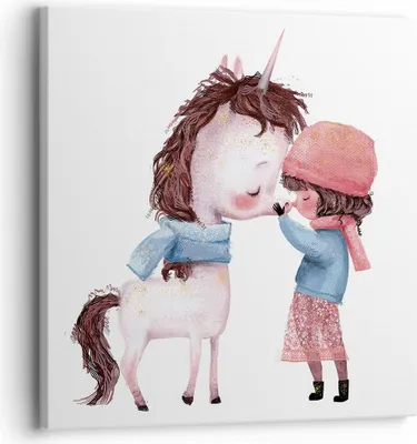 Produktbild von Bild auf Leinwand - Leinwandbild - Einteilig - Einhorn Mädchen Kinder - 30x30cm - Wand Bild - Wanddeko - Wandbilder - Leinwanddruck - Bilder - Wanddekoration - Leinwand bilder - AC30x30-4733
