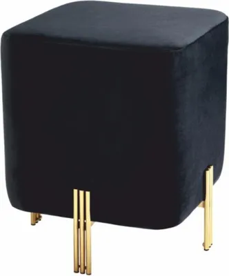 Produktbild von Casa Padrino Luxus Samt Hocker Schwarz / Messing H. 45 cm - Luxus Möbel