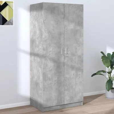 Produktbild von Kleiderschrank Betongrau 80x52x180 cm Holzwerkstoff, Schlafzimmerschrank, Kleiderschränke, Garderobenschrank, Ordnungssystem Kleiderschrank, Haushaltsschrank - 800625