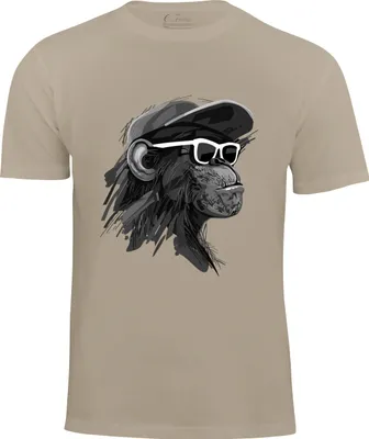 Produktbild von Cotton Prime® T-Shirt mit Affenmotiv - Cool Monkey mit Brille XXL Beige
