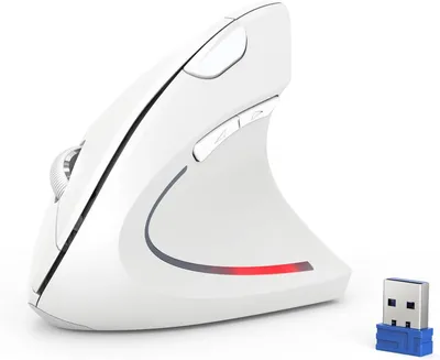 Image de Souris verticale, 4800 DPI souris sans fil, protection ergonomique du bras, souris sans fil avec 6 boutons pour PC, ordinateur portable, Mac, blanc