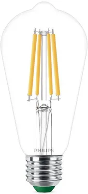 Obrázek produktu pro Philips Čirá žárovka s tradičním vzhledem 60 W, ST64 E27, 4 W, 60 W, E27, 840 lm, 50000 h, Teplá bílá