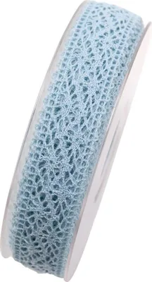 Produktbild von Schleifenband (1m=0,66EUR) Dekoband SPITZE 25mm, blau, 15m Rolle