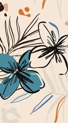Produktbild von Sanders & Sanders Fototapete Blumenmuster Beige, Blau und Orange 270 x 150 cm