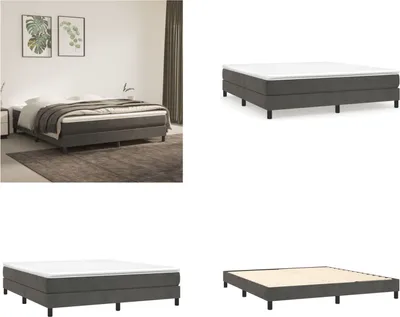 Produktbild von vidaXL Boxspringbett Dunkelgrau 180x200 cm Samt - Boxspringbett - Boxspringbetten - Bett - Schlafzimmermöbel