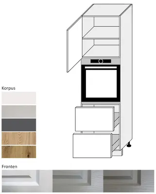 Produktbild von Backofenschrank EB-D14/RU/2E/356 Vollauszug 60cm Korpus- & Frontfarbe wählbar