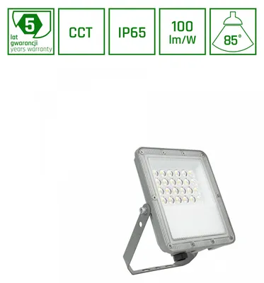 Productafbeelding van Spectrum LED Fluter Noctis Max, grijs, IP65, 20W, 2000lm, 3000K/4000K/6000K, 85°
