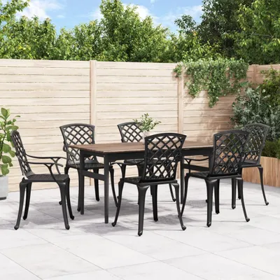 Image de Maison Exclusive - Lot de 6 chaises de jardin en fonte d'aluminium noir