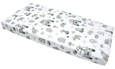 Produktbild von Spannbettlaken für Kinderbett, Spannbettuch, 60x120cm, Baumwolle, Minze-Zoo