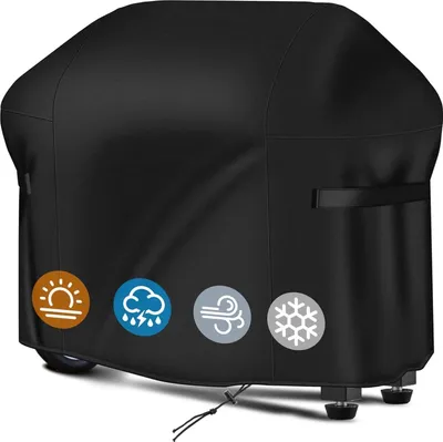 Immagine prodotto di Coperchio nero per barbecue, resistente alle intemperie, antistrappo, 132x66x109cm