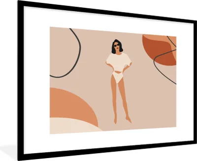 Produktbild von MuchoWow® Gerahmtes Poster Sommer - Frauen - Minimalismus 90x60 cm - Poster mit Schwarzem Bilderrahmen Wandposter Rahmen Foto Bilder - Wanddekoration - Fotos