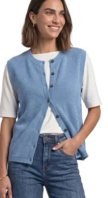 Produktbild von Street One Strickweste mit Rundhals und Knopfleiste Northern Blue Mel. 46