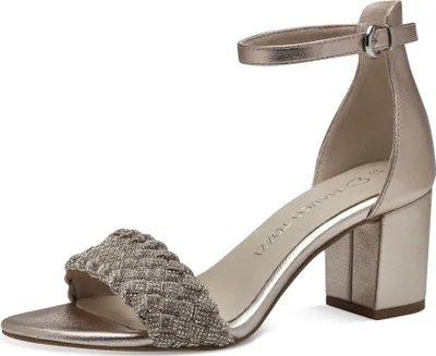 Produktbild von MARCO TOZZI Damen Sandalen mit Absatz Elegant Blockabsatz, Gold (Platinum comb),