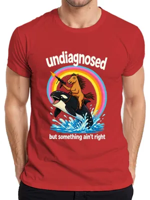 Obrázok produktu pre Tričko s nápisom "Undiagnosed But Something Ain't Right Pferd Statement", červené, veľkosť M