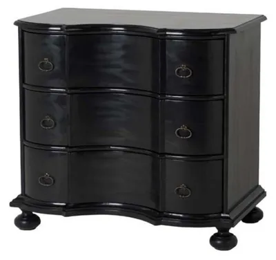 Image de Commode de style baroque de la marque Casa Padrino, noire, avec 3 tiroirs, dimensions : 94 x 60 x 87 cm
