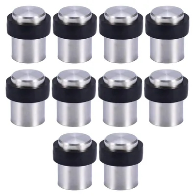 Imagen del producto de Juego de 10 topes de puerta para suelo, con goma y acero inoxidable