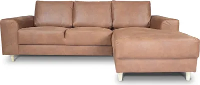 Image de Nordic canapé avec chaise longue tourné vers la droite couleurcognac cuir.