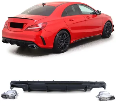 Für Mercedes CLA C117 2016-19 Stoßstange Heckdiffusor + 4 Rohr Endrohre Chrom in der Farbe Chrom von Carparts-Online GmbH