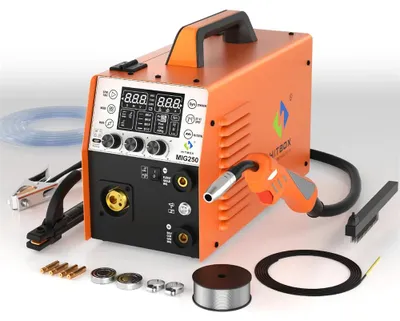 Immagine prodotto di Saldatrice MIG250 - Apparecchio di saldatura multifunzione per MIG, TIG e MMA con alimentazione automatica del filo