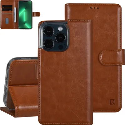 Image de UNIQ Accessory iPhone 13 Pro Booktype Case - Porte-cartes pour 3 cartes - Fermeture magnétique - Light Brown