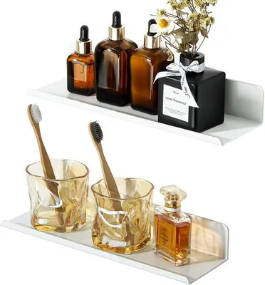 Produktbild von Unyqoos Set aus 2 schwebenden Regalen - Selbstklebende Wandregale für Wohnzimmer, Schlafzimmer und Küche