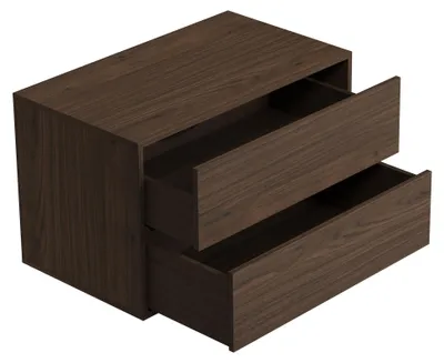 Produktbild von Badezimmermöbel Waschbeckenunterschrank Mali 80 cm – Walnuss Braun – Badezimmermöbel mit Hochschrank