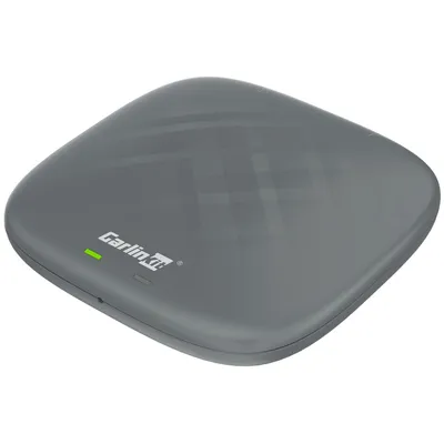 A gray Carlinkit CarPlay Ai Box S is shown from a diagonal top-down view on a light gray background.