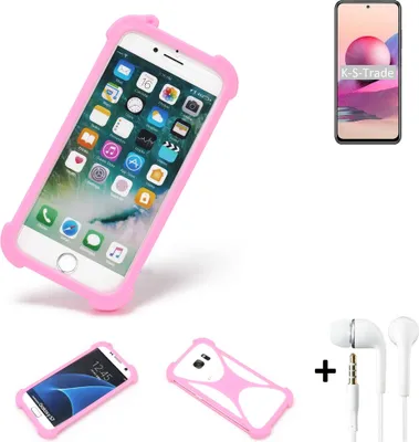 Produktbild von K-S-Trade Bumper + Kopfhörer kompatibel mit Xiaomi Redmi Note 10S Handy Hülle Schutzhülle Silikon Schutz Hülle Cover Case Silikoncase