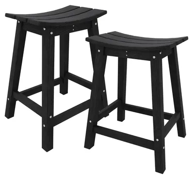 Produktbild von Outdoor Barhocker - 2er Set Tresenhocker - Wetterfest - Kunstharz - Tresenhöhe - Mit Fußstütze - Für Garten und Terrasse