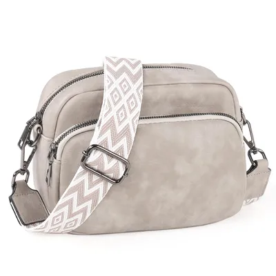 Image de Sac à bandoulière pour femme, sac à bandoulière pour téléphone portable, véritable sac à bandoulière pour femme, petit sac avec une large bandoulière et 3 compartiments