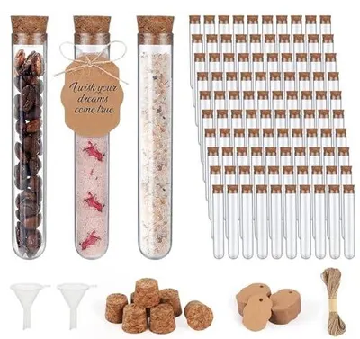 Zdjęcie produktu dla Probówki przezroczyste z korkiem tworzywo 20ML do laboratorium 100 sztuk