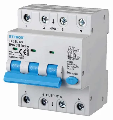 Immagine prodotto di ETTROIT Interruttore Magnetotermico Differenziale 3P+N 16A 300mA 380V-6KA JX261663