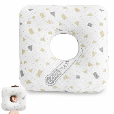 Immagine prodotto di Cuscino per piercing con foro - Grigio e bianco - Ideale per chi dorme su un lato
