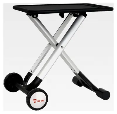 Produktbild von Klapptisch Grillwagen | Schwarz, 65 x 41 x 65 cm | Aluminium Beistelltisch mit Metall Arbeitsfläche | Rollwagen, Grilltisch & Outdoorküche, Klappwagen zum Grillen | Für Grillzubehör