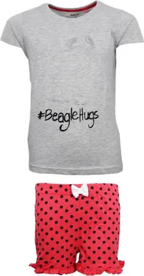 Produktbild von Snoopy Mädchen kurzarm Pyjama Schlafanzug Shirt Shorts – Grau / 152